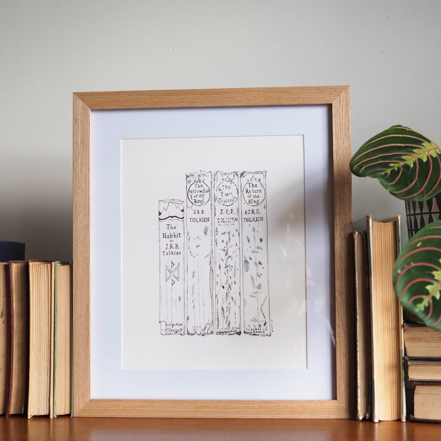 There and Back Again Book Spine Ink Drawing Art print