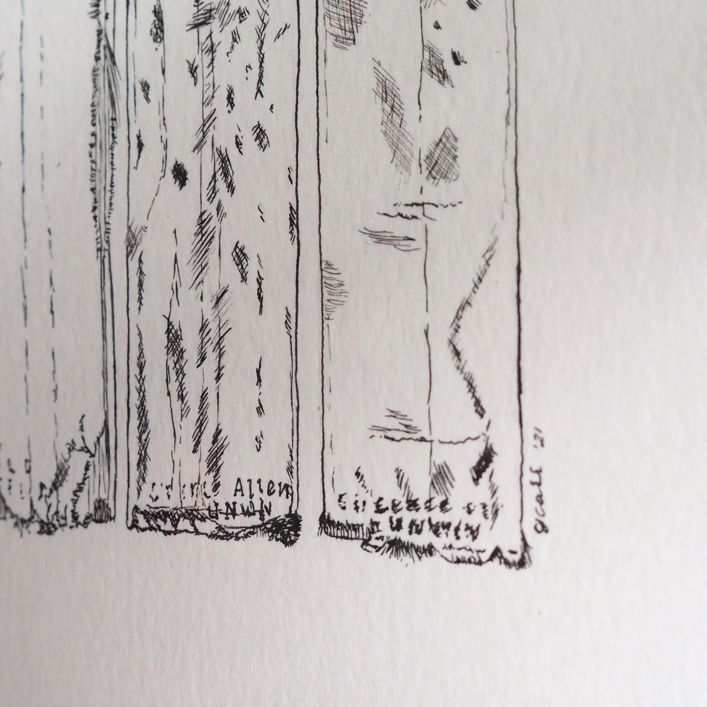 There and Back Again Book Spine Ink Drawing Original Illustration