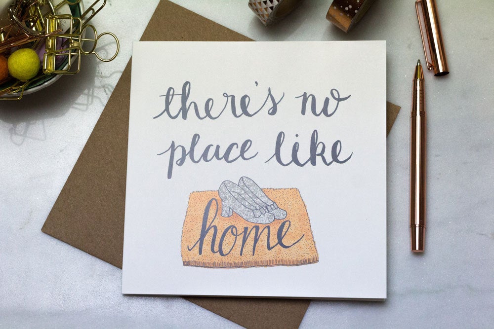 There's no place like home illustrated greetings card, Wizard of Oz moving housewarming card