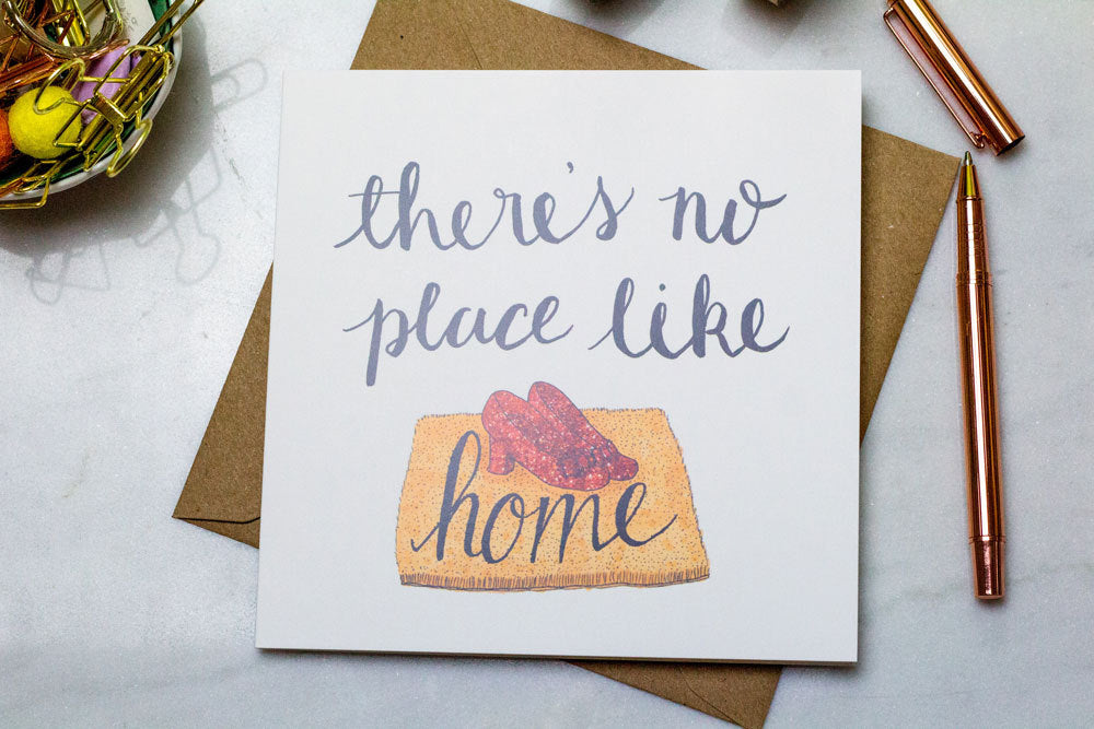 There's no place like home illustrated greetings card, Wizard of Oz moving housewarming card